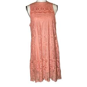 5/$25 Light Pink Love Fire Sleeveless Lace Dress Size Large